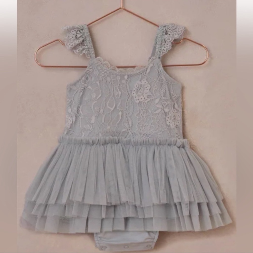 Noralee Lace and Tulle Baby Dress in Light Blue